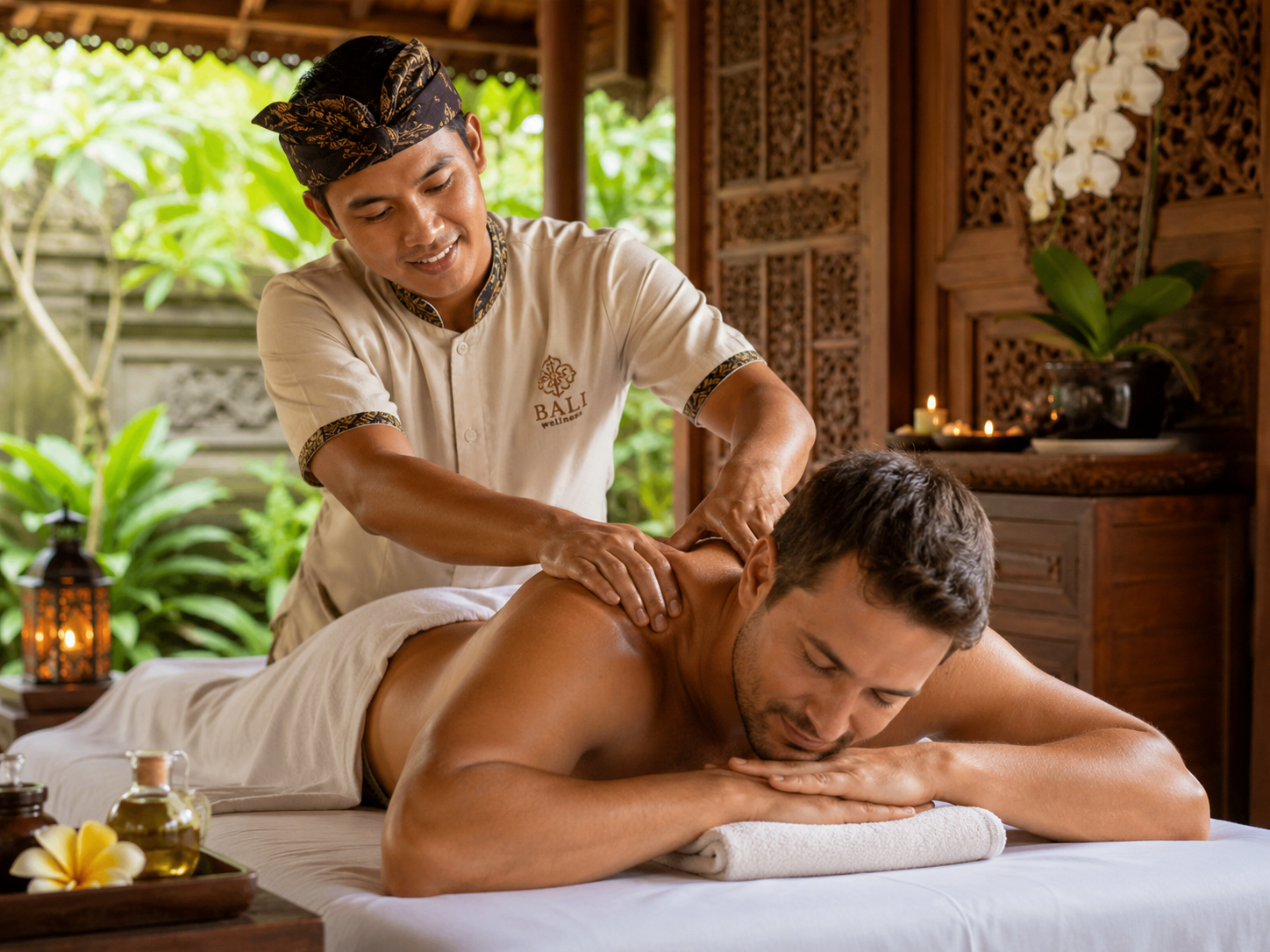Enjoy a massage experience at a premium men's spa