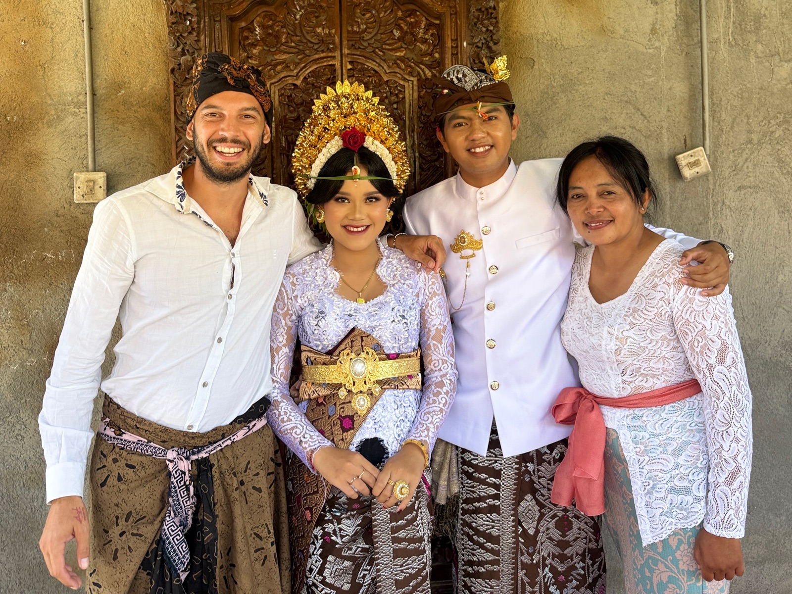 Me with the bride, groom and my friend