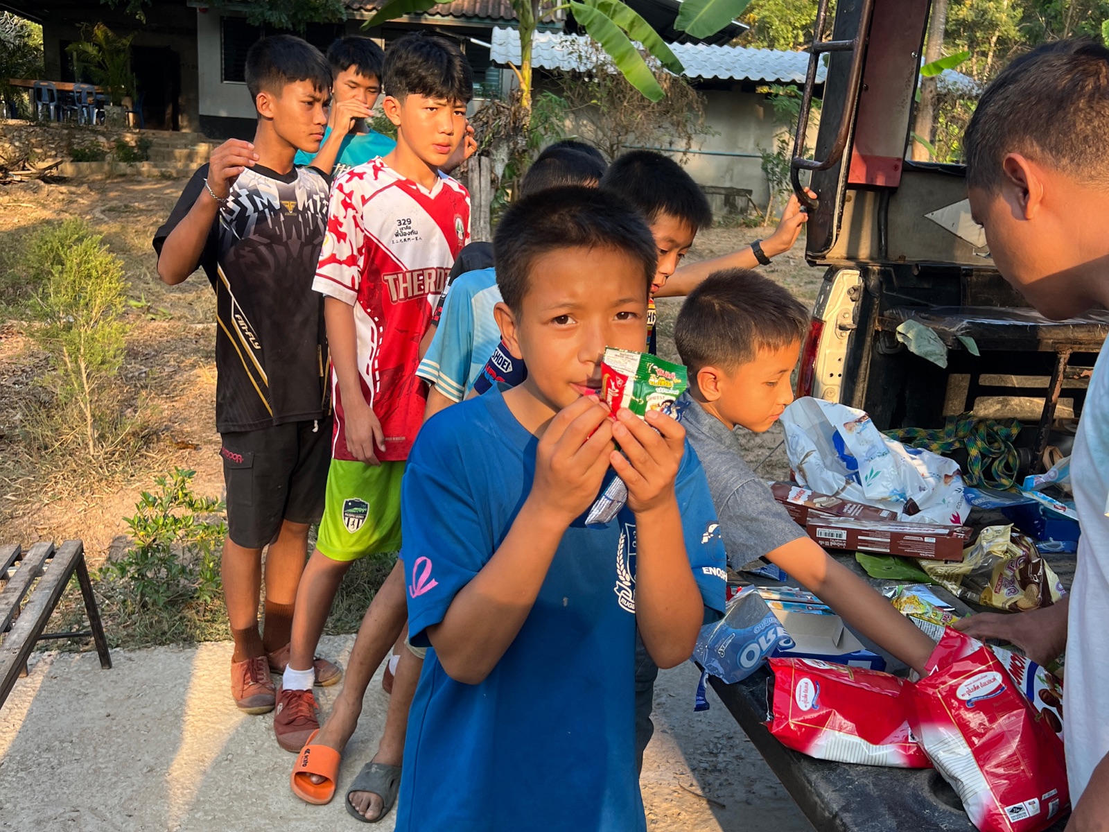 Bringing some sweets to the kids