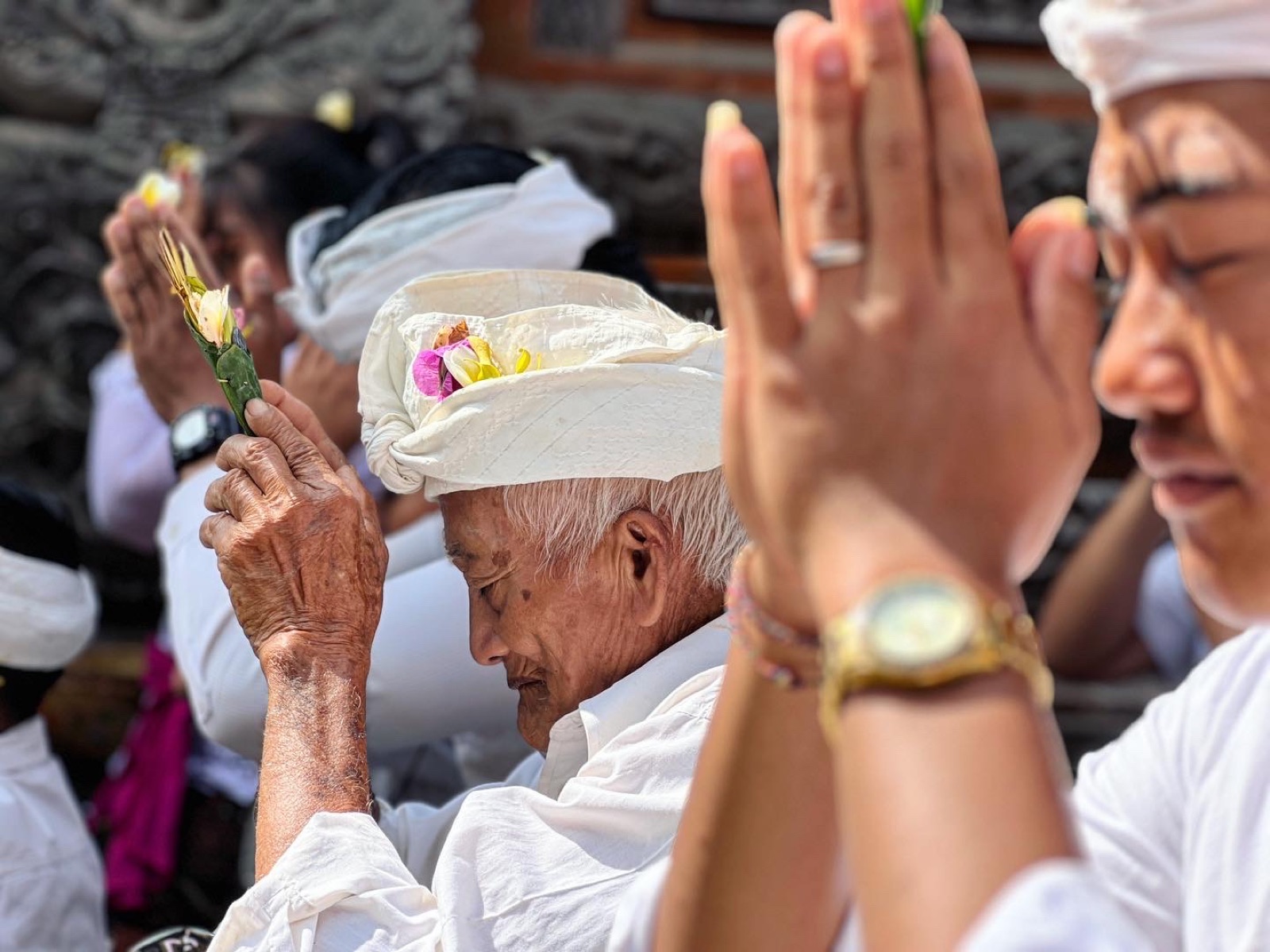 A moment of prayer during the village ceremony