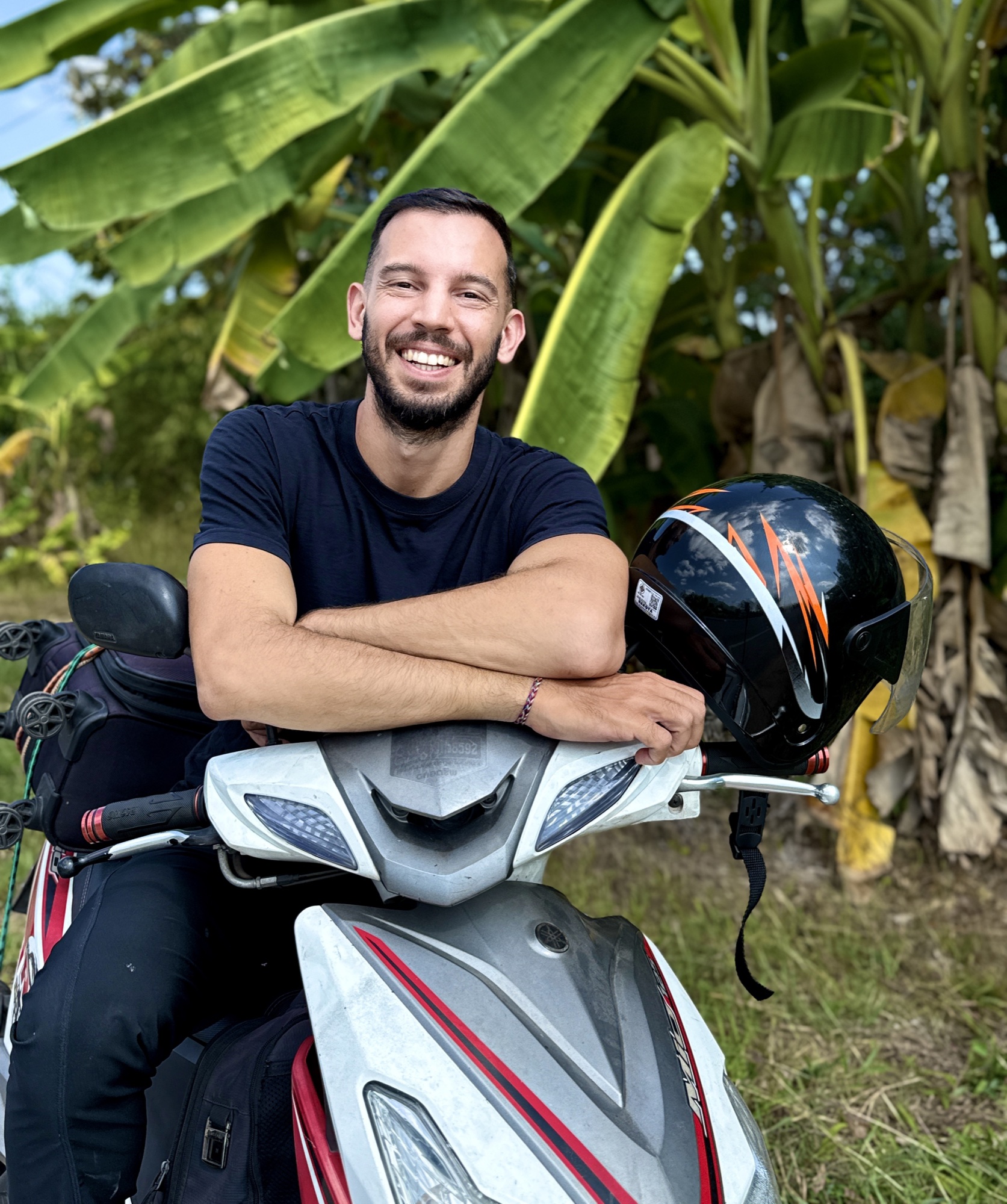 Filippo riding through Southeast Asia