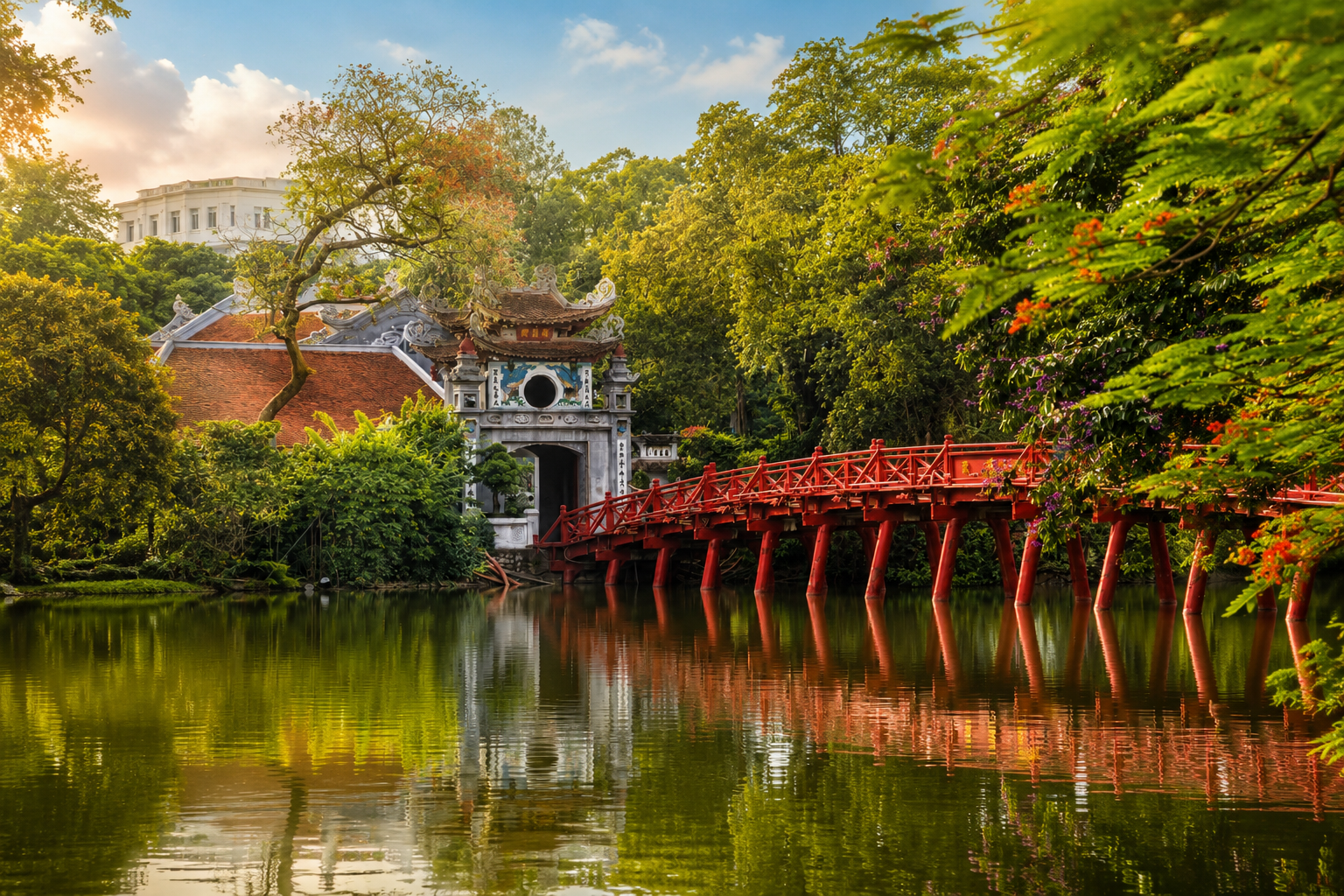 Visit Ngoc Son Temple, on a small island in Hoan Kiem Lake