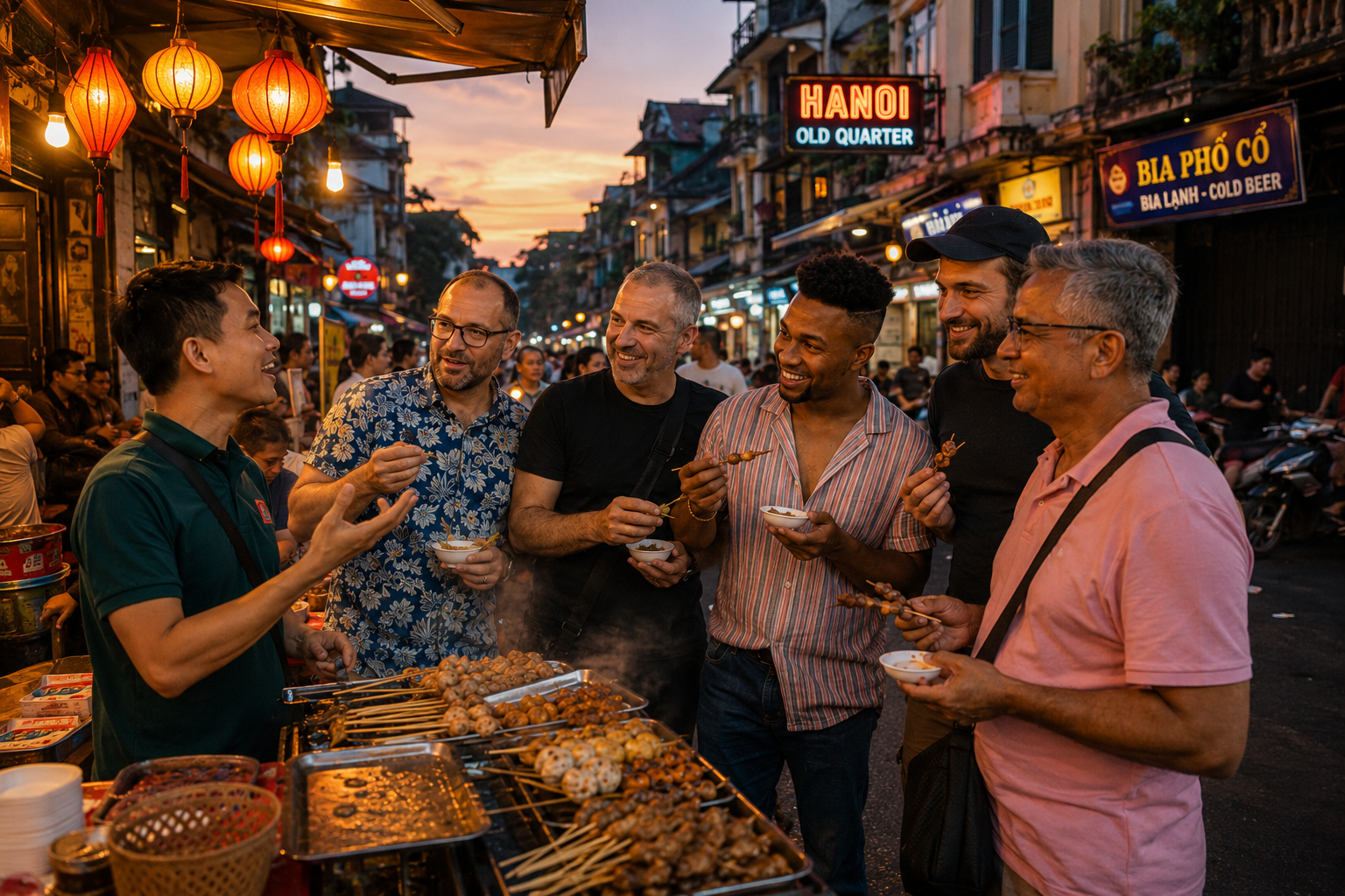 Guided street food tour in Hanoi Old Quarter