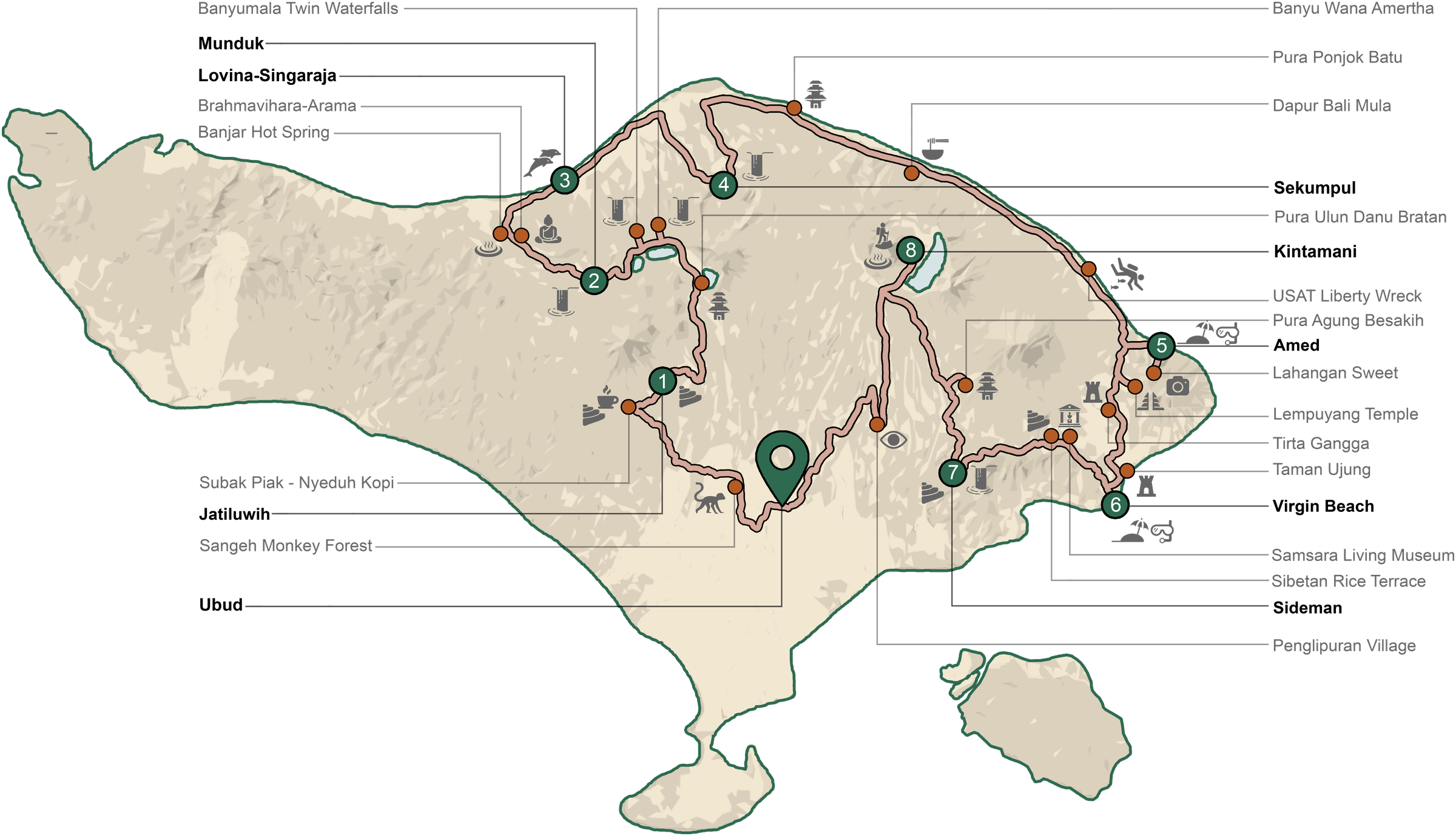 North Bali Loop map